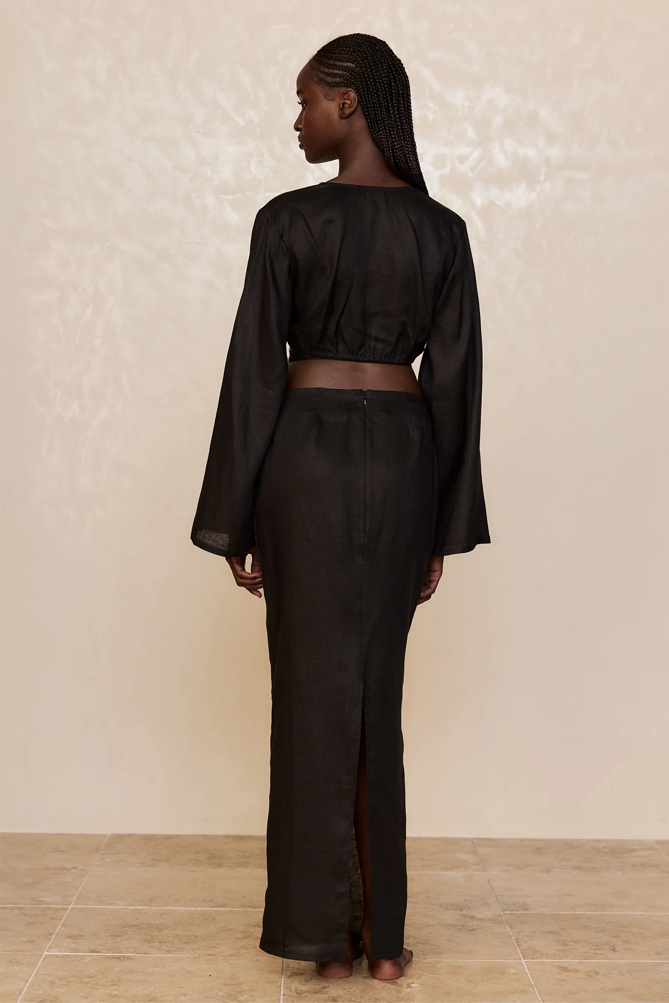 Azores Top - Black Linen - Image 3