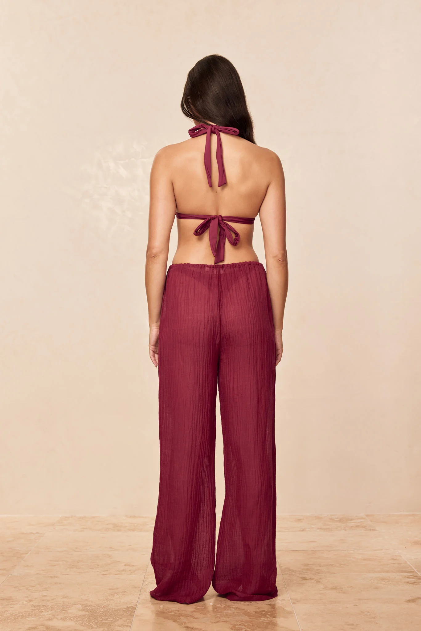 Belize Pant - Fig Crinkle Linen - Image 4
