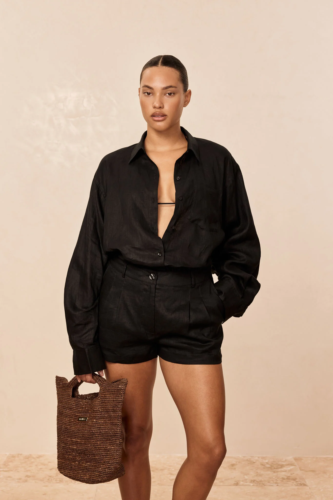 Casablanca Short - Black Linen - Image 5