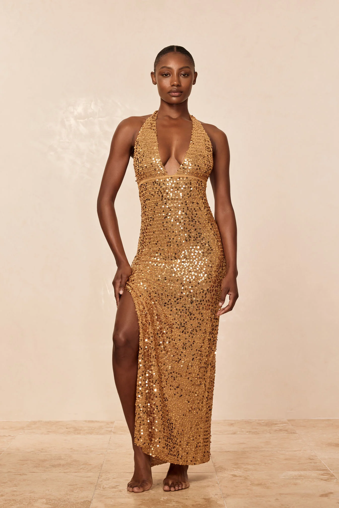 Catania Dress - Antique Gold Sequin - Image 4