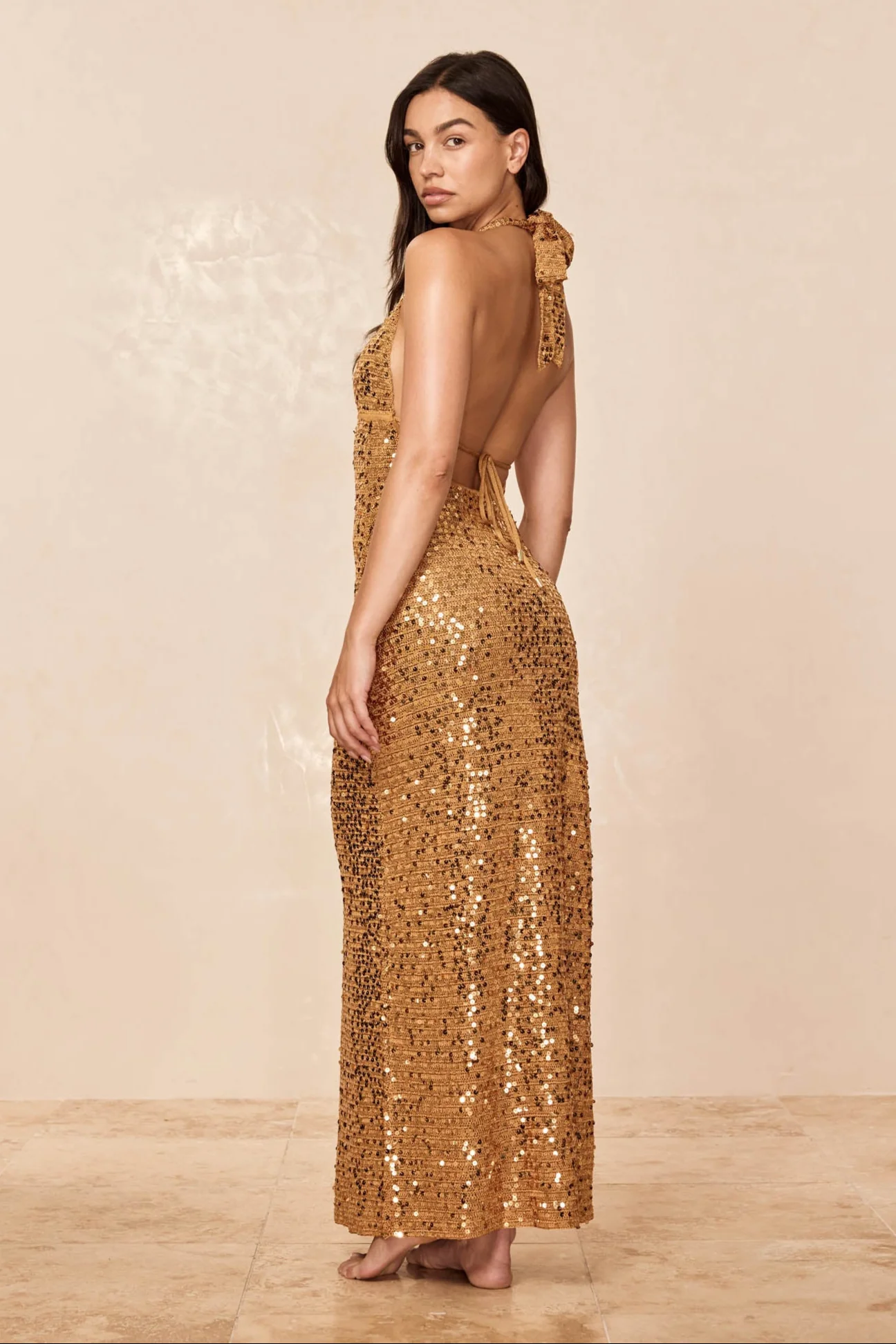 Catania Dress - Antique Gold Sequin - Image 7