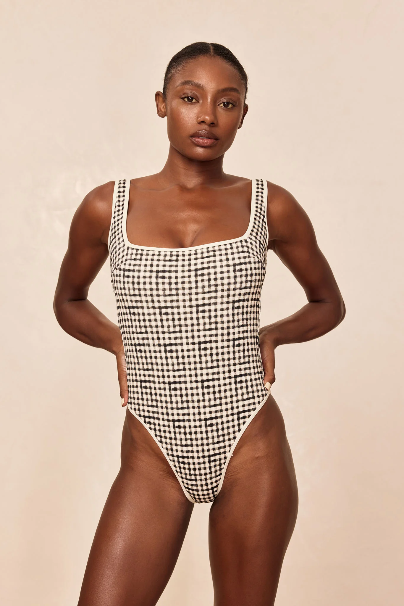 Corfu One Piece - Black Gingham - Image 4