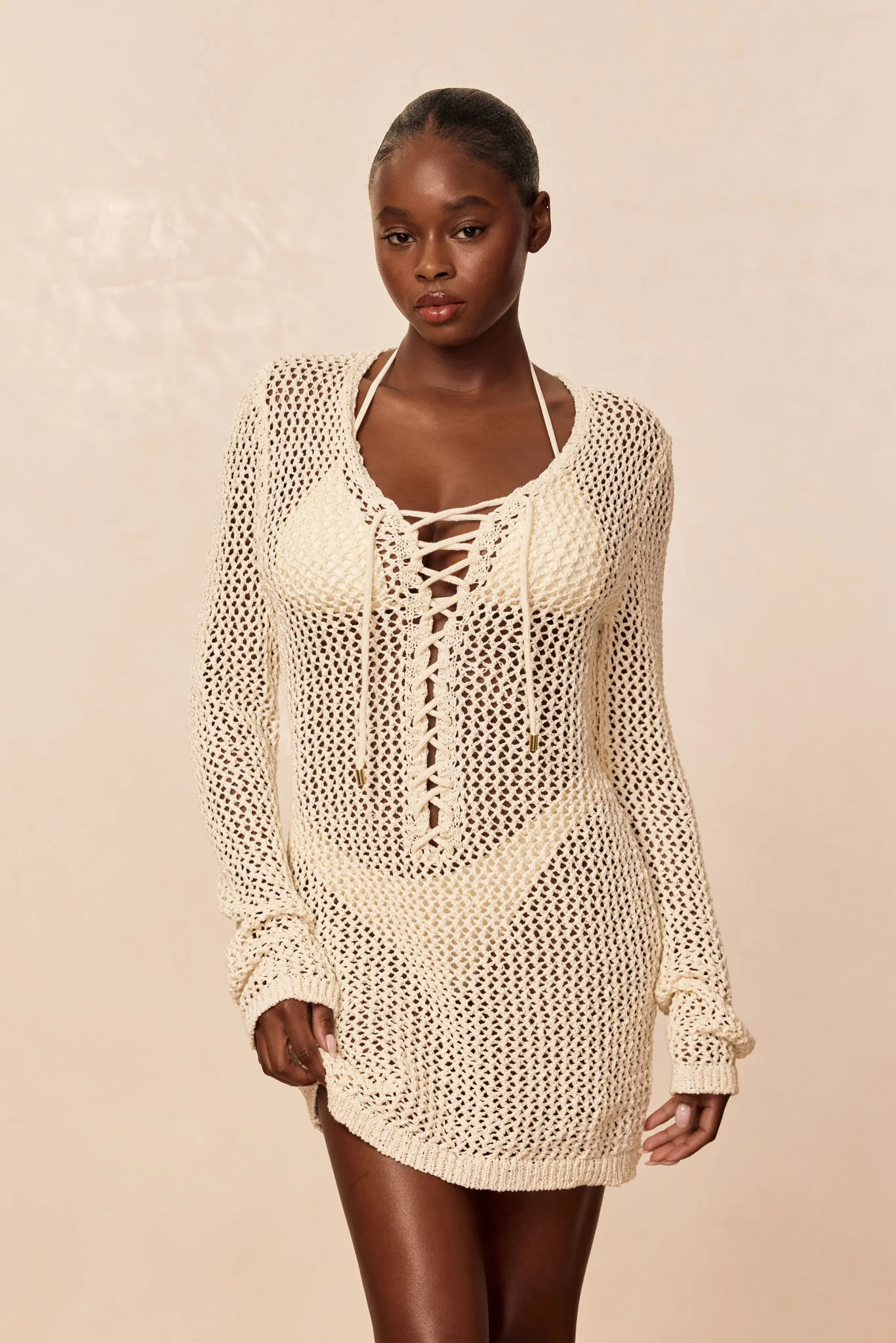 Corossol Mini Dress - Ivory Petit Crochet - Image 2