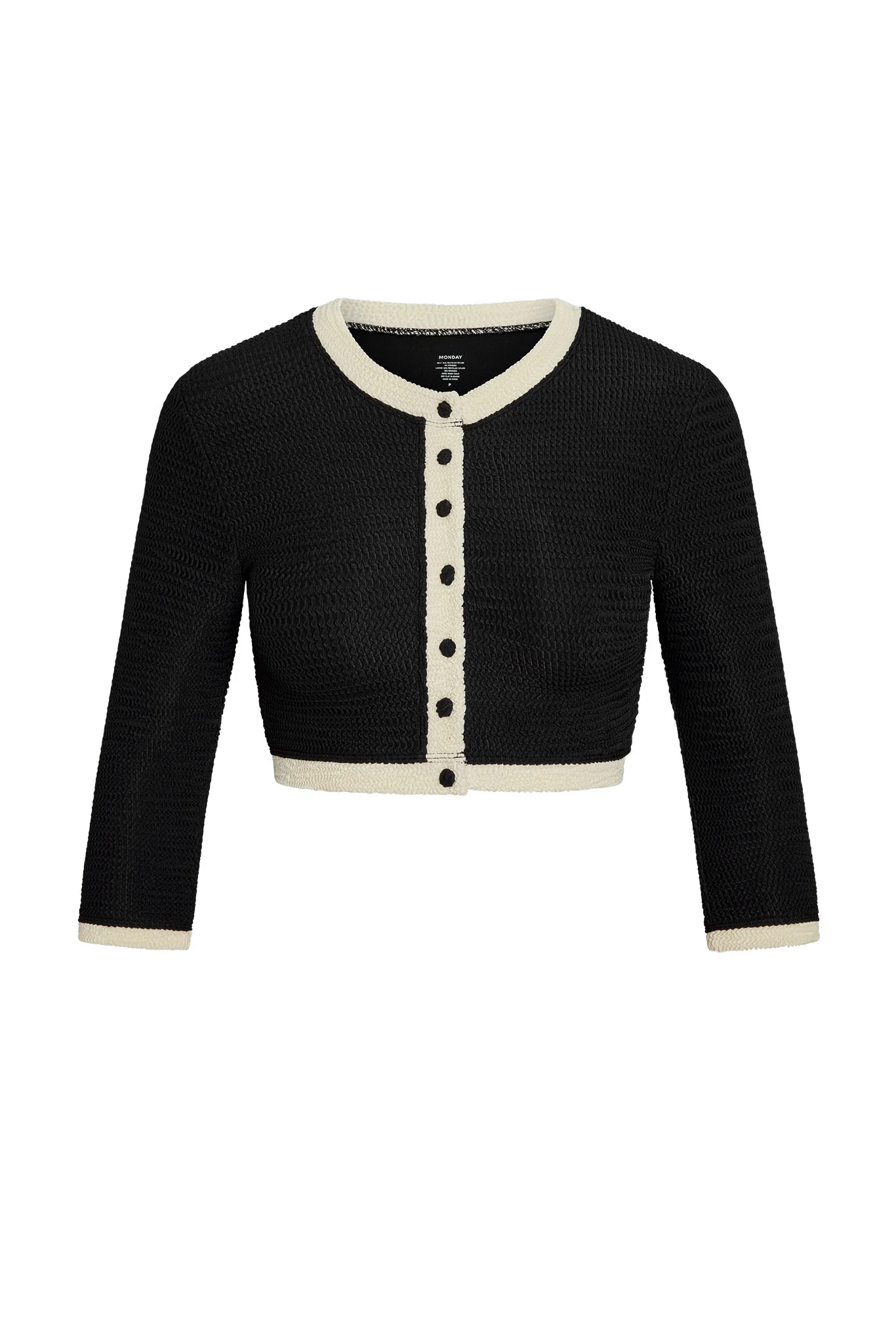 Crete Swim Cardi - Black/Ivory Crinkle