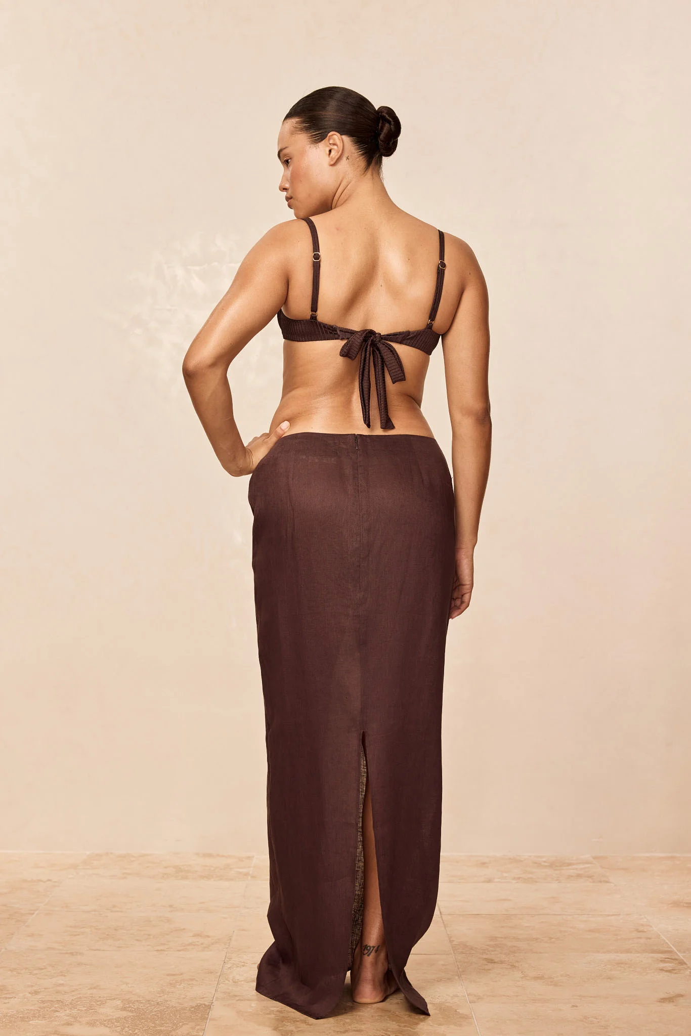 Fontelina Linen Skirt - Espresso Linen - Image 6