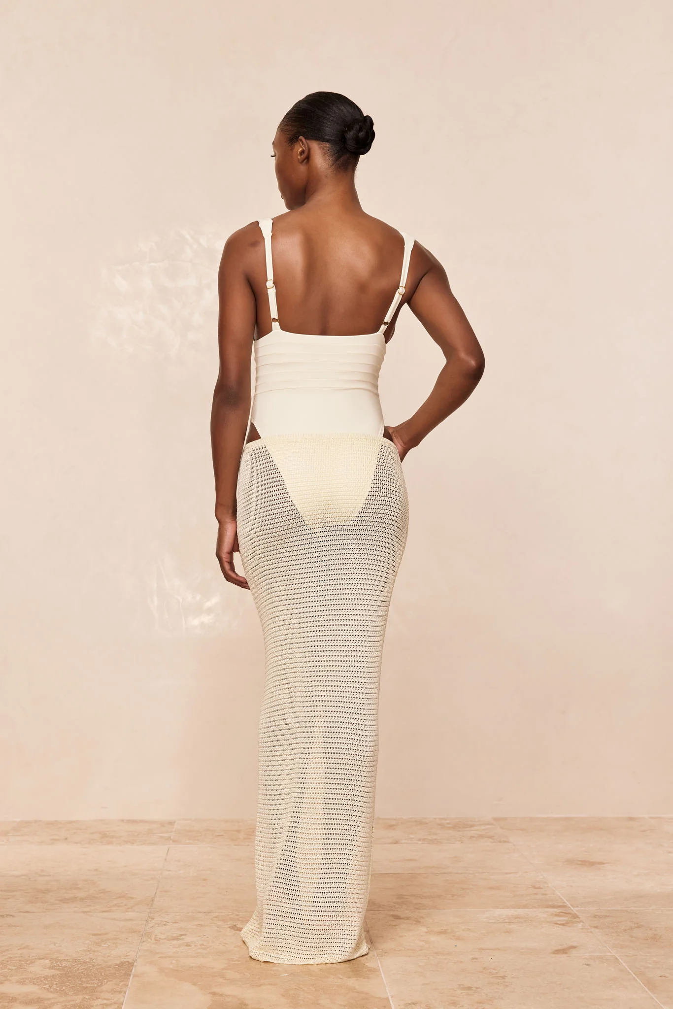 Fontelina Midi Skirt - Ivory Shiny Treble Knit - Image 4
