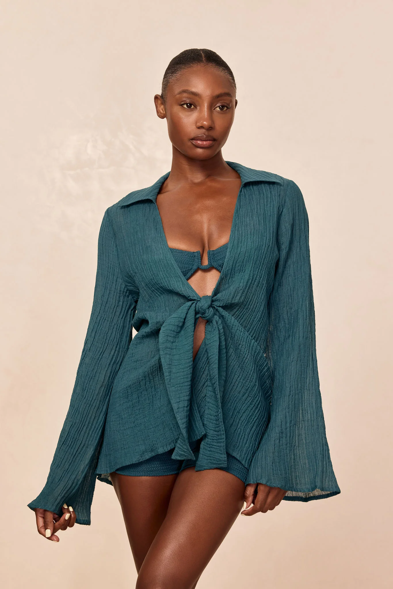 Grenada Tunic - Evergreen Crinkle Linen - Image 5