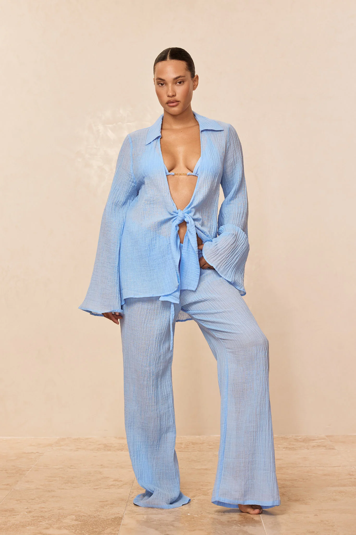 Grenada Tunic - Sky Crinkle Linen - Image 5