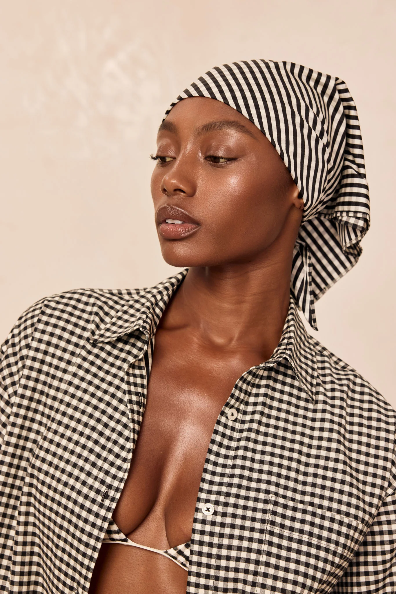 Monday Head Scarf - Black Gingham - Image 3
