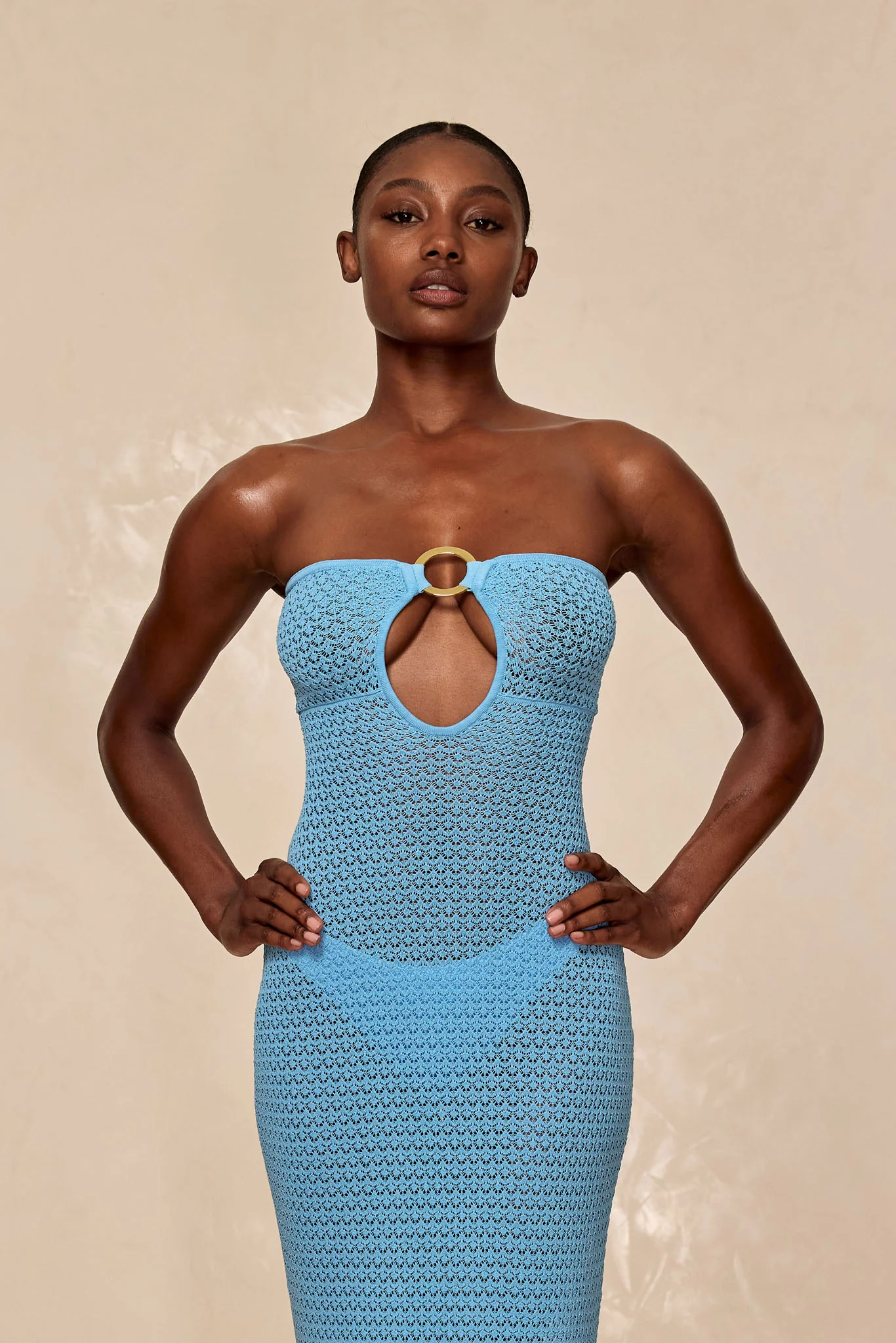 Montego Bandeau Dress - Ibiza Blue Lace Crochet - Image 7