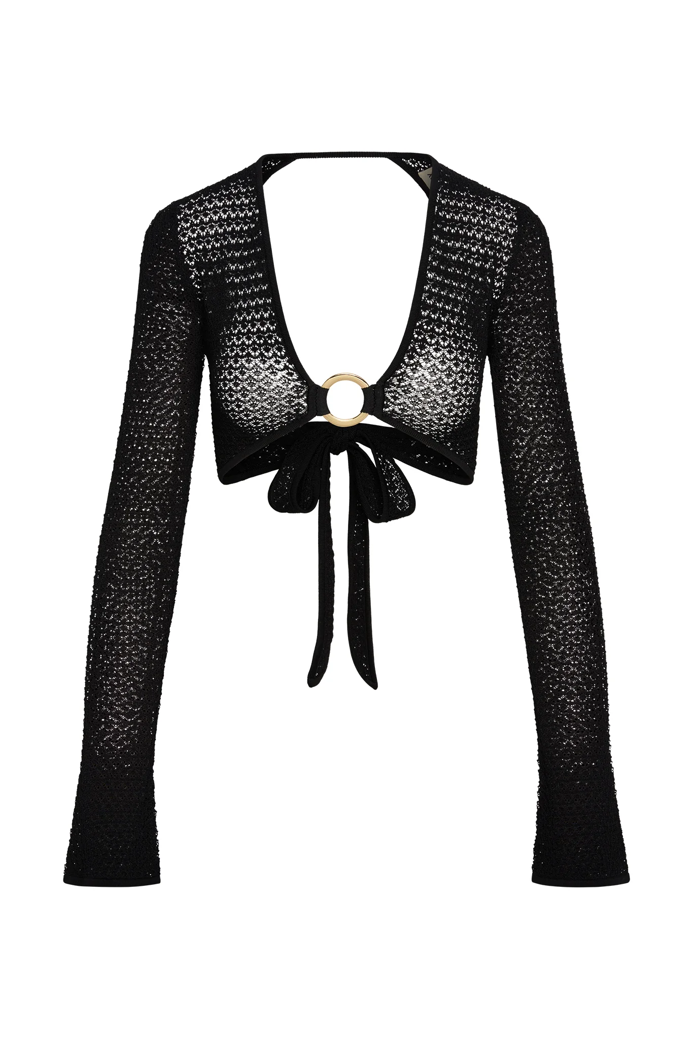 Montego Crop Top - Black Lace Crochet