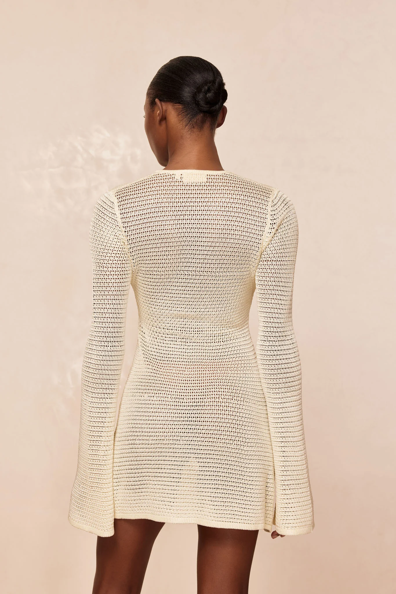 Montego Mini Dress - Ivory Shiny Treble Knit - Image 3