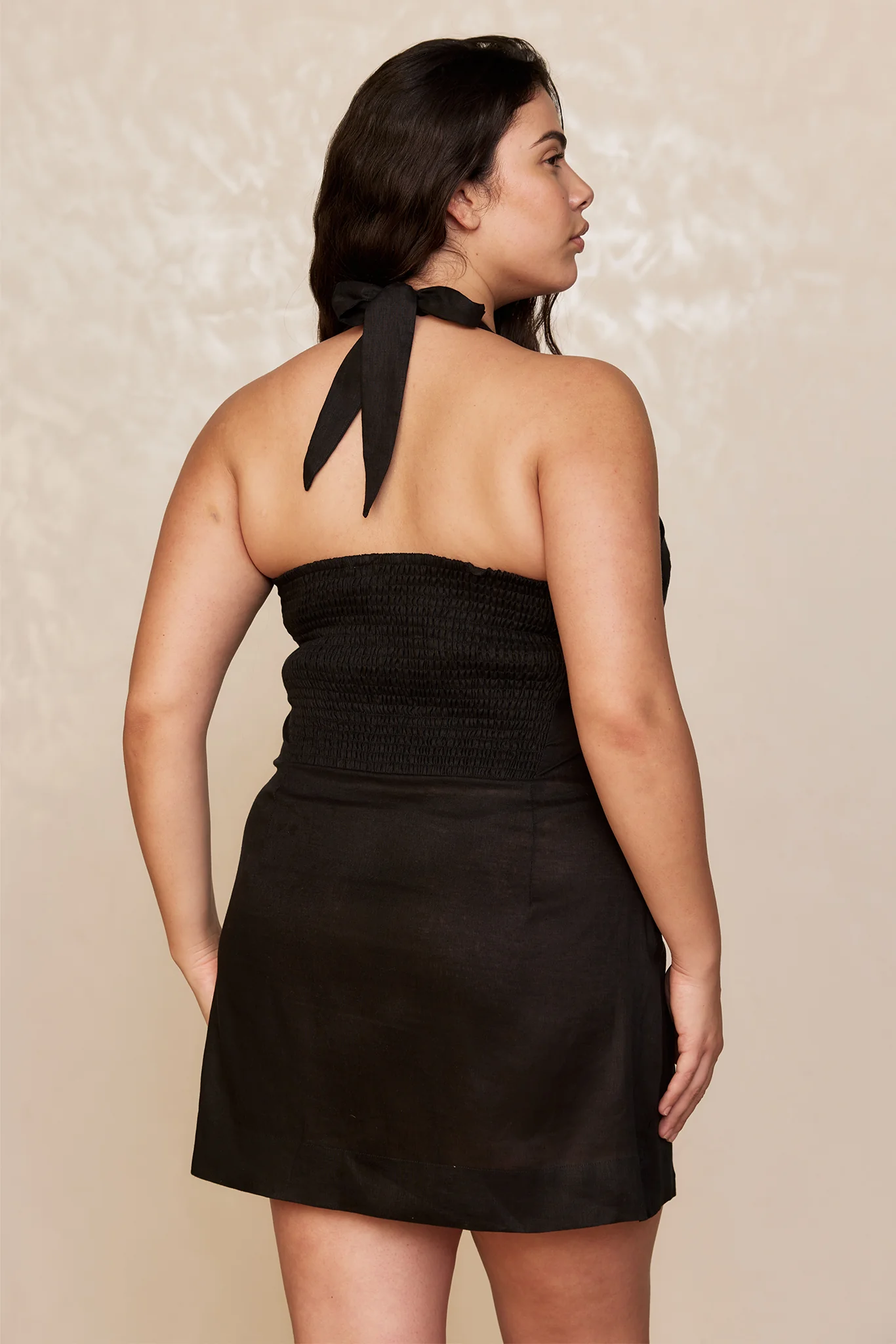 Montserrat Mini Dress - Black Linen - Image 7