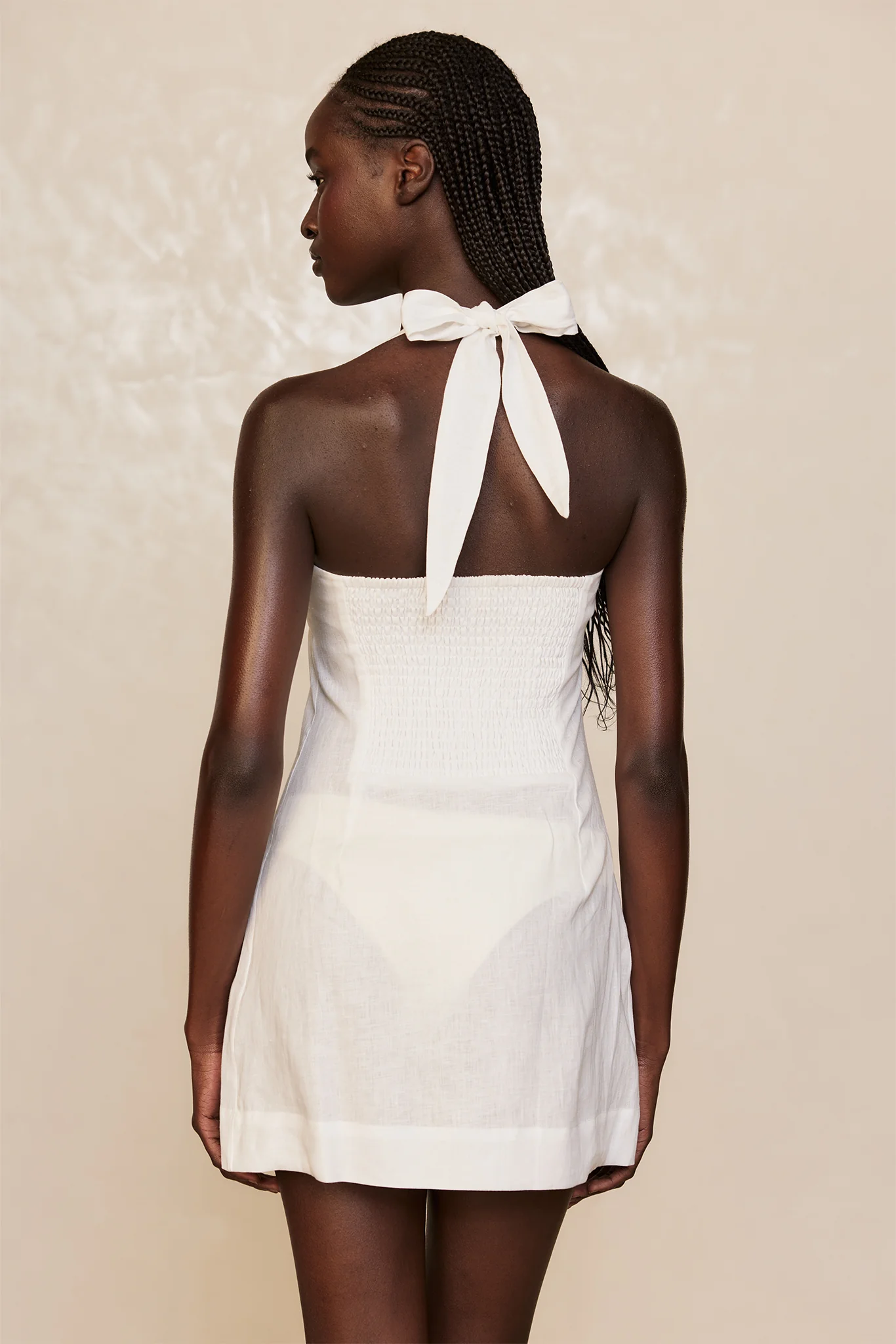 Montserrat Mini Dress - White Linen - Image 4