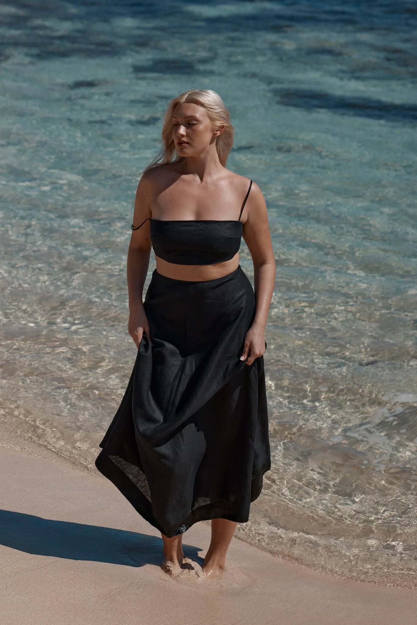 San Diego Skirt - Black Linen - Image 2