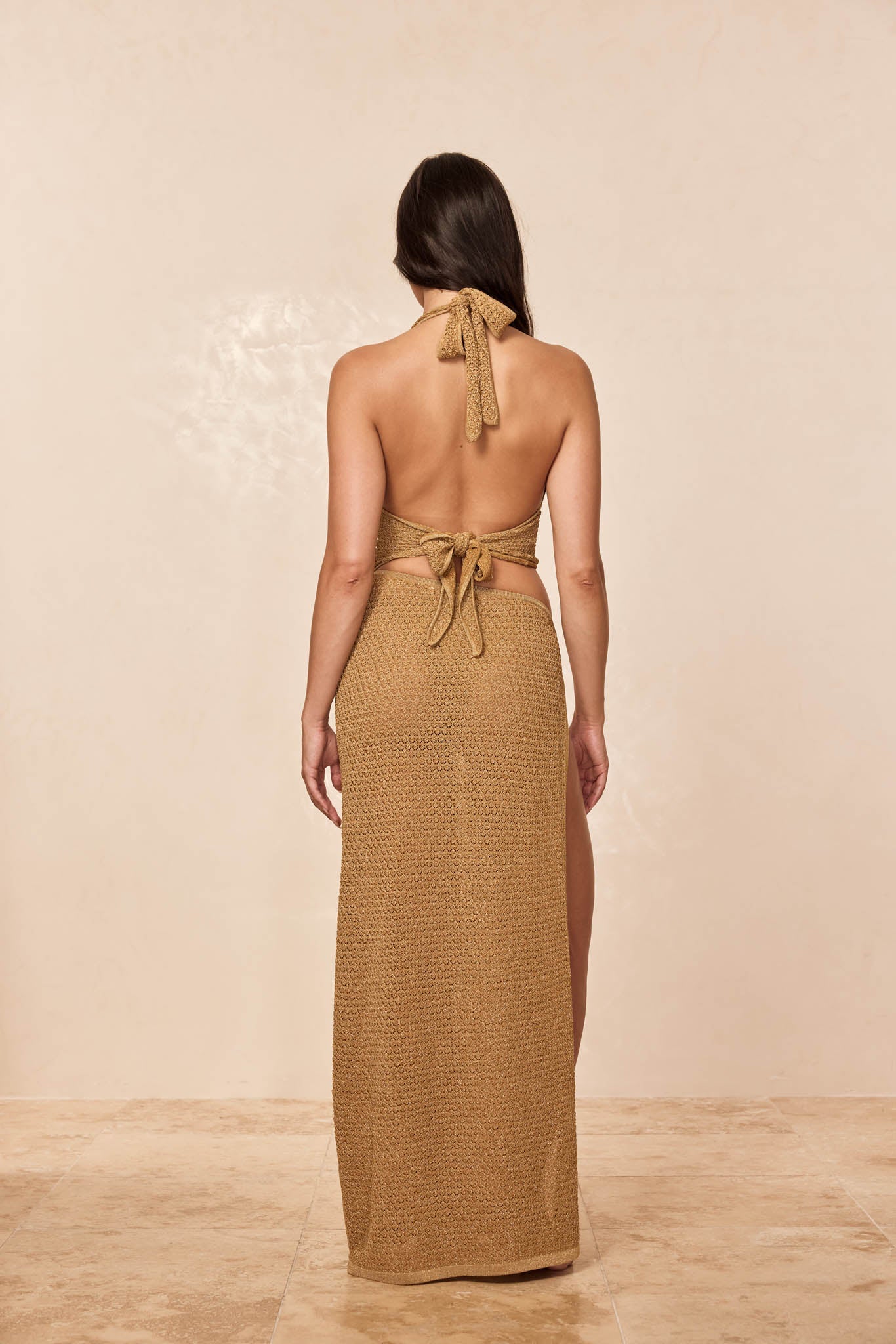 Toulon Top Lined - Antique Gold Lace Crochet - Image 3